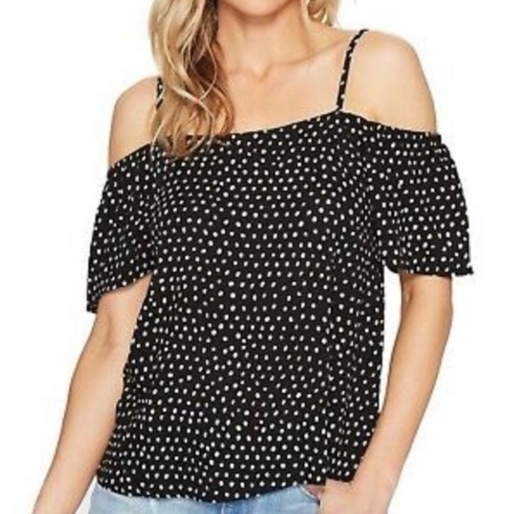 Billabong Black Polka Dot Cold-Shoulder Top